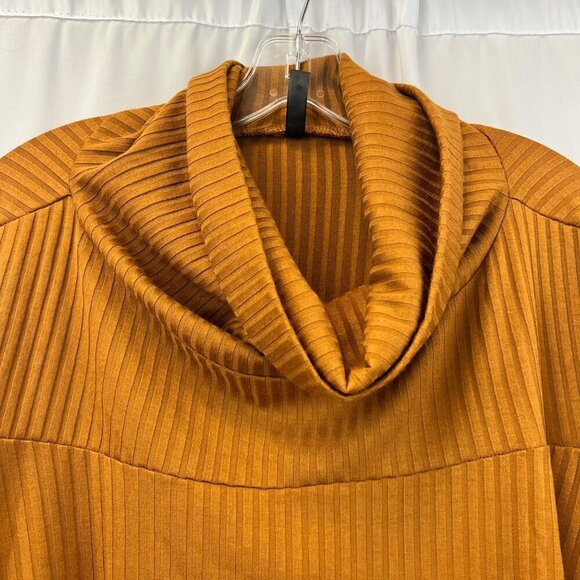 Lapis Women’s Cowl Neck Ribbed Top Rust Long Sleeve Size XL - Picture 3 of 8